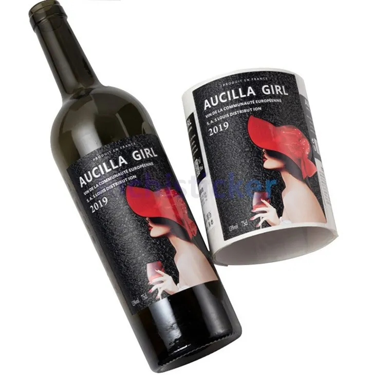 Textured Red Wine Bottle Vinyl Stickers